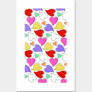 Floating Conversational-Inspired Hearts Pattern Posters and Art